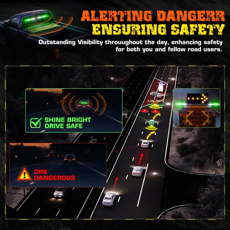 LRTER 2x17.7 Emergency Strobe Traffic Advisor Lights w/Remote Control Interior Windshield Strobe Volunteer Warning Hazard Safety Lights for Vehicles Trucks, Green/White - Image 1